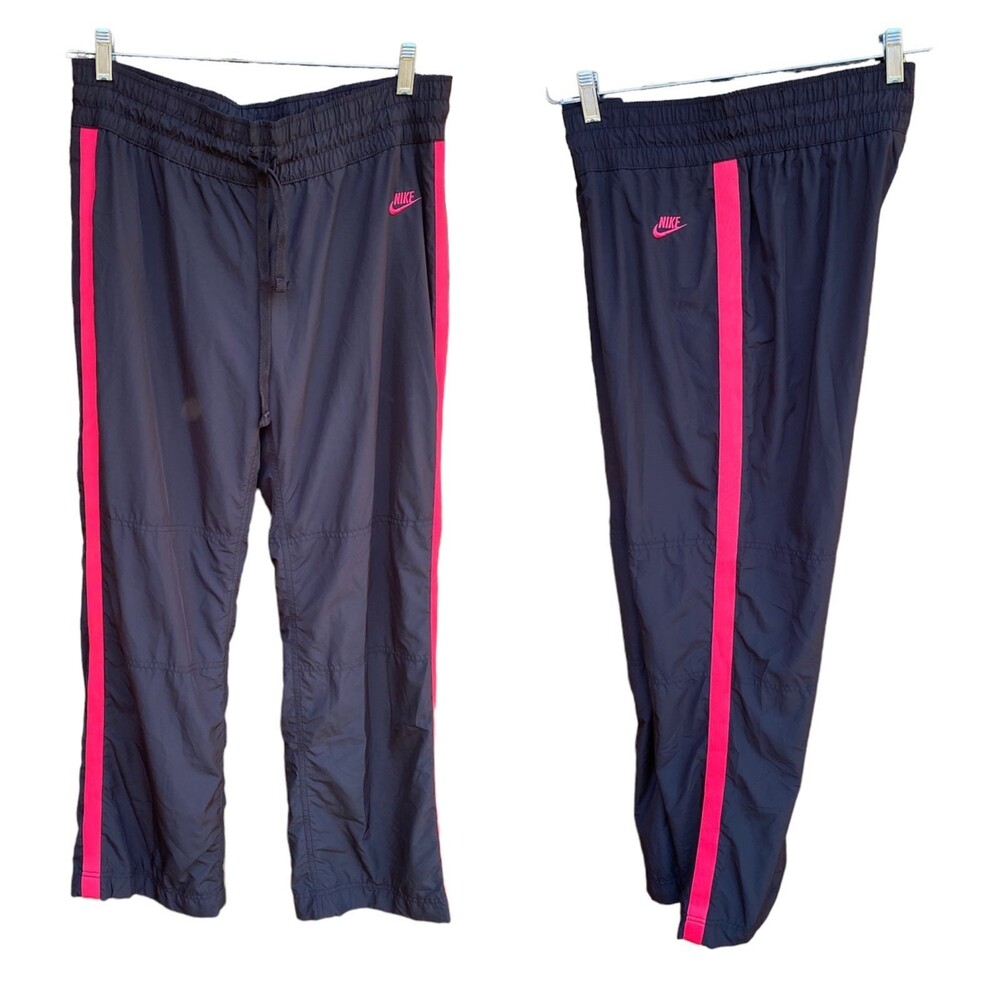 Vintage Nike Black Pink Warm Up Training Pants Women’s Size L Lined  Streetwear